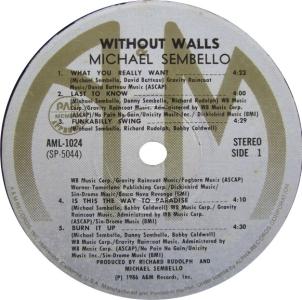 Michael Sembello: Without Walls Philippines vinyl album
