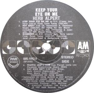 Herb Alpert: Keep Your Eye On Me Philippines vinyl album
