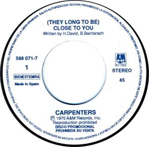 Carpenters: Close to You Spain promo 7-inch
