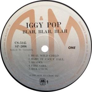Iggy Pop: Blah-Blah-Blah Taiwan vinyl album
