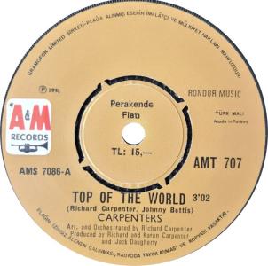 Carpenters: Top Of the World Turkey 7-inch