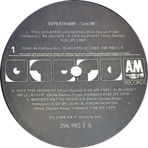 Supertramp: Live 88 Uruguay vinyl album
