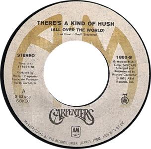 Carpenters: There’s a Kind Of Hush Yugoslavia 7-inch