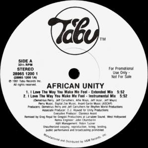 African Unity: I Love the Way You Make Me Feel US promo 12-inch