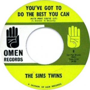 Sims Twins: Do the Best You Can (With What You've Got)/Thankful US 7-inch