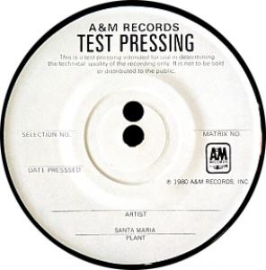 A&M Records Test Pressing