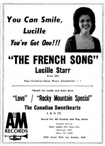 Bob Regan & Lucille Starr Advert