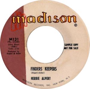 Herb Alpert: Finders Keepers US promo 7-inch