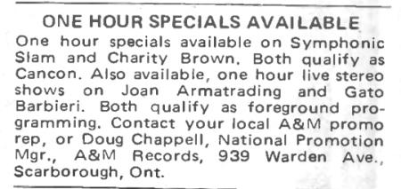 A&M Records Canada special programs
