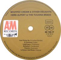 Herb Alpert & the Tijuana Brass: Whipped Cream & Other Delights Germany vinyl album label