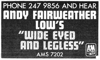 Andy Fairweather Low: Wide Eyed and Legless U.K. ad