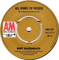 Burt Bacharach: All Kinds Of People Britain 7-inch label