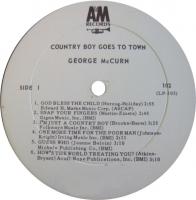 George McCurn: Country Boy Goes to Town U.S. mono label