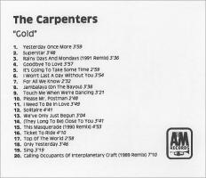 Carpenters : Gold 2000 U.K. CD acetate
