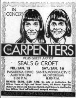 Carpenters 1971 concert ad