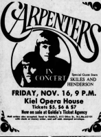 Carpenters 1973 U.S. concert poster