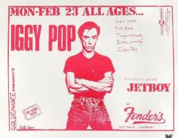 Iggy Pop 1987 U.S. concert poster