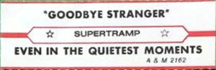 Supertramp: Goodbye Stranger US jukebox strip
