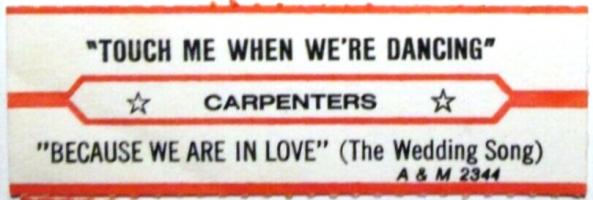 Carpenters: Touch Me When We're Dancing U.S. jukebox strip