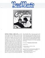 Captain & Tennille: Song Of Joy New Music On A&M Record