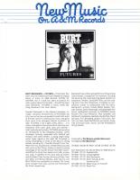 Burt Bacharach: Futures New Music On A&M Records
