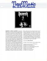 Nazareth: Expect No Mercy New Music On A&M Records