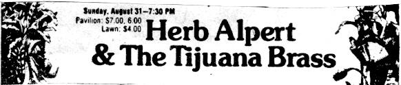Herb Alpert & the Tijuana Brass 1974 concert ad