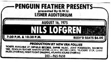 Nils Lofgren 1975 concert ad