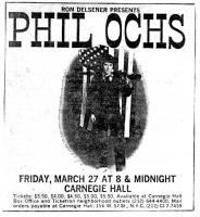 Phil Ochs Carnegie Hall concert ad