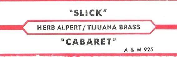Herb Alpert & the Tijuana Brass: Slick/Cabaret US jukebox strip