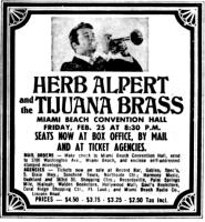 Herb Alpert & the Tijuana Brass 1966 US concert ad