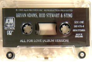Bryan Adams & Rod Stewart & Sting: All For Love Britain cassette single