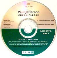 Paul Jefferson: Check Please US promo CD single