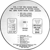 Vol. II Top Ten Songs From Irving Almo US promo vinyl album