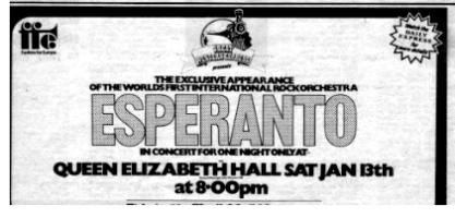 Esperanto first London concert January 13, 1973