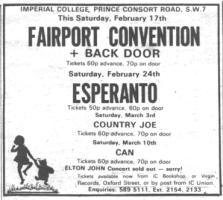 Esperanto February 24, 1973 concert ad