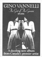 Gino Vannelli: The Gist Of Gemini Canada ad