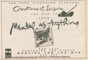 Mental As Anything: Creatures Of Leisure Canada ad
