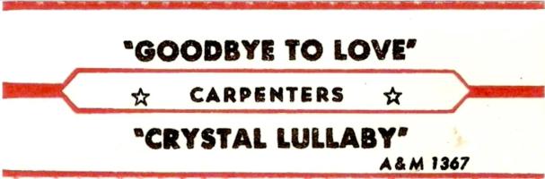 Carpenters: Goodbye to Love U.S. jukebox strip