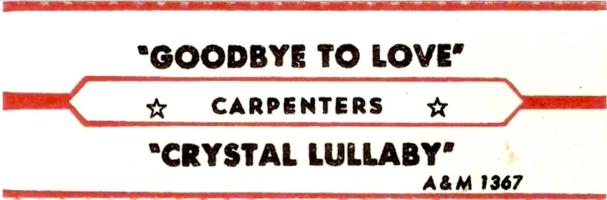 Carpenters: Goodbye to Love US jukebox strip