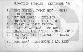 A&M Records: Promotion Sampler September ‘86 cassette single