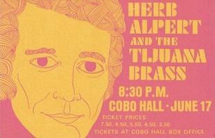 Herb Alpert & the Tijuana Brass Detroit, MI 1968 concert flyer