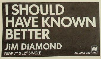 Jim Diamond: I Should Have Known Better Britain ad
