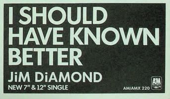 Jim Diamond: I Should Have Known Better Britain ad