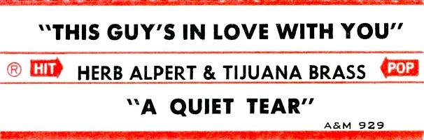 Herb Alpert & the Tijuana Brass: This Guy's In Love With You US jukebox strip