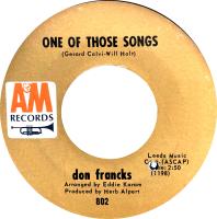 Don Francks: One Of Those Songs US 7-inch stock label
