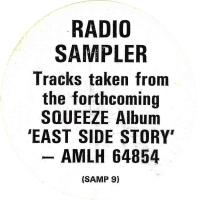 Squeeze: East Side Story Radio Sampler Britain 12-inch sticker