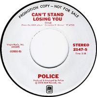 Police: Can't Stand Losing You US promo 7-inch