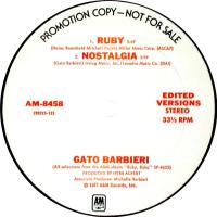 Gato Barbieri: Selections From Ruby, Ruby US promo 12-inch