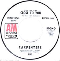 Carpenters: Close to You US promo 7-inch